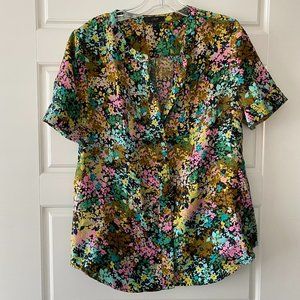 J. Crew Silk Flowered Silk Button-Down Blouse